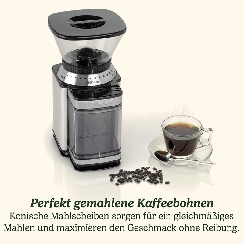 Kaffeemühle | Kaffeemühle für zu Hause | 4-18 Tassen | 18 Mahlgradeinstellungen | verschiedene Brühstärken - Espresso, Cold Brew, Latte, Cappuccino | spülmaschinenfest | einfach zu bedienen