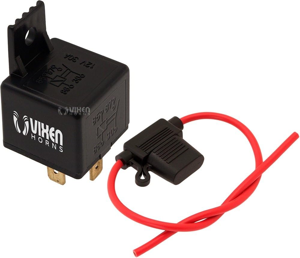 Vixen Horns Train Air Horn Compressor Installation Kit 30a In Line Fuse With Waterproof Holder And 4 Pin 30a 12v Horn Relay Vxk9501