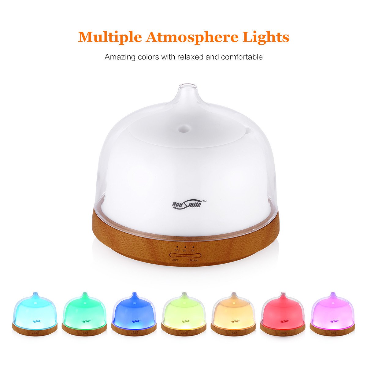Housmile Aromatherapy Essential Oil Diffuser 200ml Aroma Cool Mist Humidifier with Timer Waterless Auto Shut-off and 7 Color LED Night Lights Change