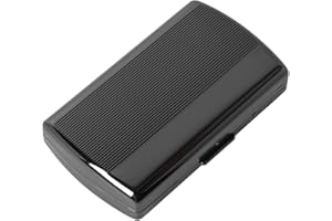 EYIDADAE Mini Metal Cigarette Case - Women and Men, Portable Double Sided Spring Clip, Holds 12 85mm Cigarettes (Striped Gun Black)