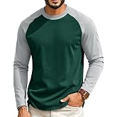 Men's Long Sleeve Crew Neck Soft Shirt,Casual Mens Raglan Block Tshirts,1 Pack