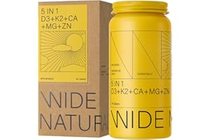 Vitamin D3 + K2 + Magnesium + Calcium + Zinc 5-in-1, Chelated Minerals (Ca Mg Zn), Bone & Muscle Support, Made in Canada