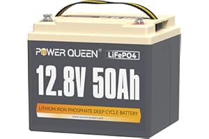 Power Queen 12.8V 50Ah LiFePO4 Battery Upgrade, Grade A Lithium Battery Cells with 50A BMS, Up to 15000 Cycles, Portable & Lightweight for Trolling Motor,Fish Finder Boat,RV,Solar
