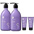 Luseta Biotin Shampoo and Conditioner Set with Argan Oil for Damaged Hair Repair, Growth and Thickening - Full Size and Travel Size (2x16.9 oz + 2x1.01 oz)