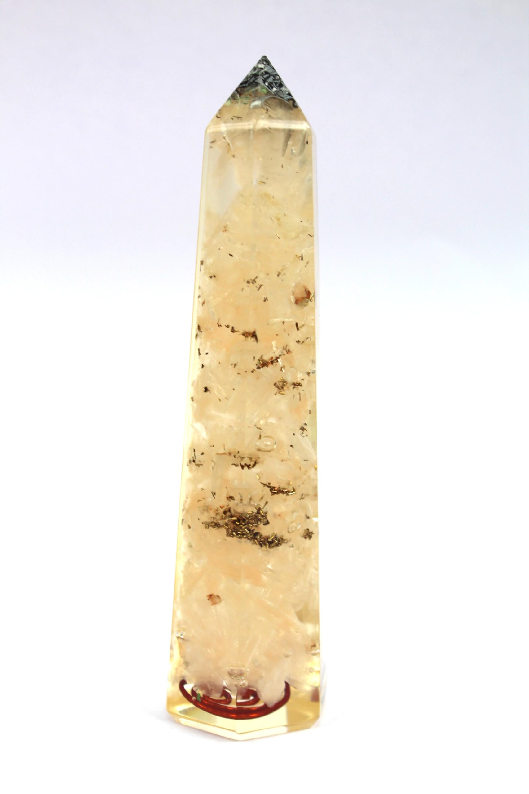 Prajet Energized Orgonite Faceted Massage Wand Stick Copper Chokurei Reiki Holy Pious Healing Crystal Divine Approx. Size 4.5" - 5" Long and 1" Thick. (Pink Selenite Orgone)