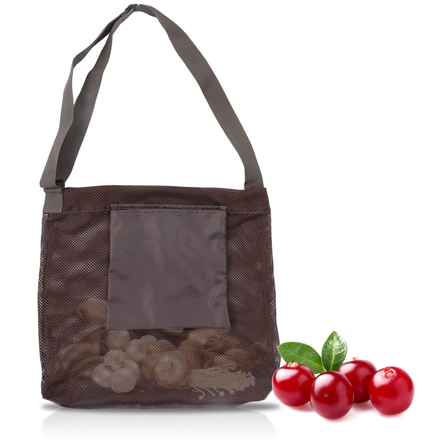 Nikou Fruit Picking Bag, Mesh Mushroom Hunting Large Capacity Foraging Bag Foldable Harvesting Collapsible Gathering for Bushcraft Garden