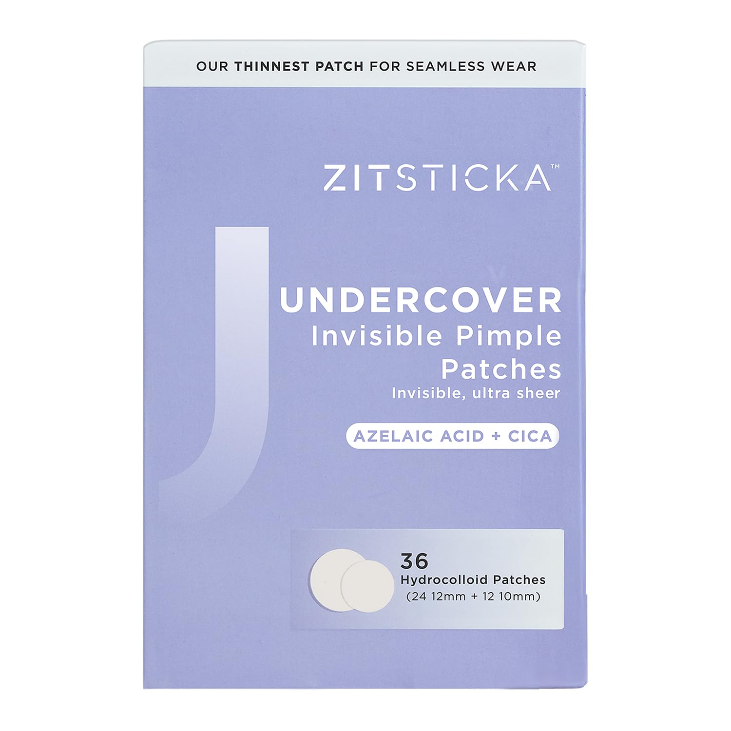 ZitSticka Undercover Hydrocolloid Pimple Patches - For Late Stage, Surface Level Zit - Extracting Ultra Sheer Pimple Patch for Whiteheads - 36 Pack — image 1