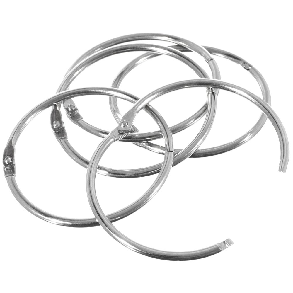 Craft County Book Ring Nickel Plated Metal Loose Leaf Rings Binder Hinge Snap Ring Keychain Key Ring, 2.2-Inch Diameter, 10Pcs, Silver