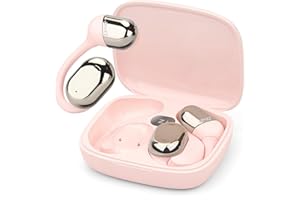 ZIHNIC Open-Ear Wireless Bluetooth Headphones with Mic, Comfortable Ear Hooks, 28H Battery, IPX5 Waterproof, Compatible with Phone, Android Phone-Pink