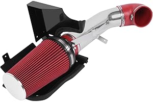 OBUYTO 4 Inch Performance Cold Air Intake Filter Kit with Shield for 99-06 GMC Chevy V8 4.8L 5.3L 6.0L Silverado 1500 2500 3500 Silver & Red