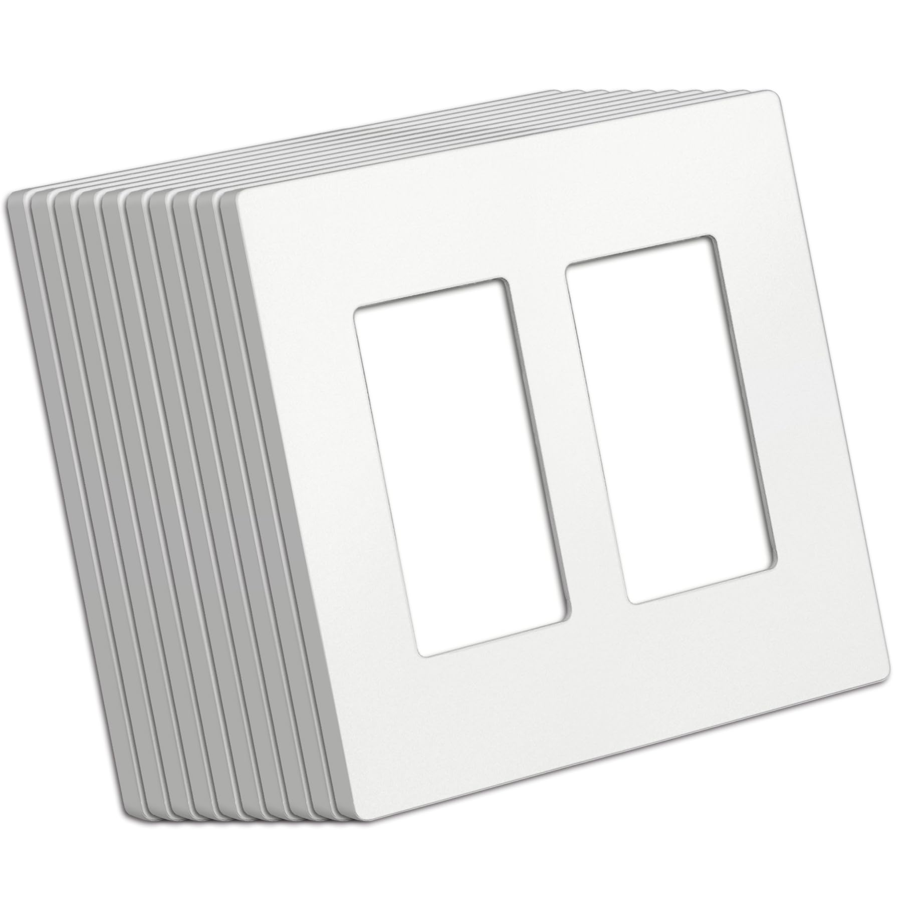 Photo 1 of BESTTEN (10 Pack) USWP4 Matte White Series 2-Gang Decor Screwless Wall Plate, Decorator Outlet Cover, H4.69” x W4.73”, for Light Switch, Dimmer, USB, GFCI, Receptacle