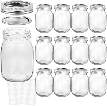 Download Amazon Com Kamota Mason Jars 16 Oz With Regular Lids And Bands Ideal For Jam Honey Wedding Favors Shower Favors Baby Foods 12 Pack 20 Whiteboard Labels Included Home Improvement