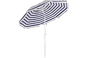 MEWAY 7.5ft Beach Umbrella with Detachable Sand Anchor & Tilt Mechanism, Portable UV 50+ Protection, Outdoor Sunshade Umbrella with Carry Bag, for Garden Beach Outdoor