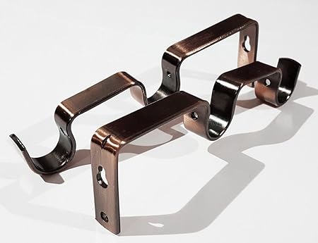 E London Metal Double Curtain Rod Pole Wall Brackets Fixings Rod