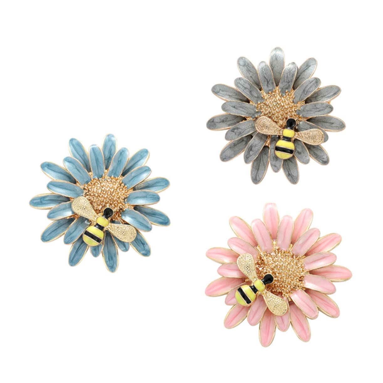 Amosfun Honey Bee on Daisy Flower Brooch Pin Delicated Enamel Jewellery for Women