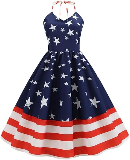 Amazon.com: 4th of july Forthery Womens America Flag Print Summer Casual Sexy Loose Halter 