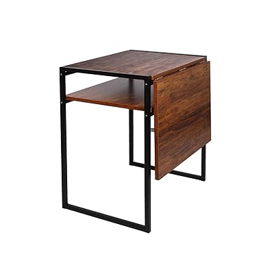 Folding Drop Leaf Dining Table for Small Spaces, Dark Brown