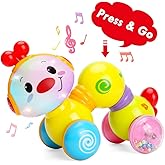 Toddler Baby Toys,TINOTEEN Press and Go Infant Baby Toys Musical Flash Caterpillar Inchworm Crawling Toys for Babies Toddler 