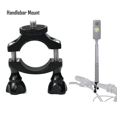 Support Moto Pour GoPro - Fixation Aluminium Rotule 360° - Compatible Insta360, GoPro Hero, DJI Osmo