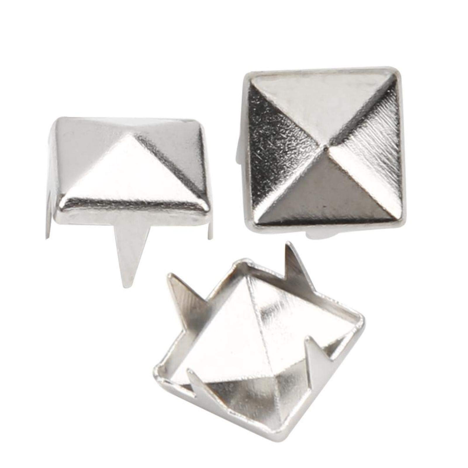 400 Sets Four-Jaw Square Spike Studs, DIY Leathercraft Spike Rivets Square Spike Studs Rivets Bag Leather Clothing Shoes Rivet(6mm-Silver)