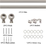 Aspire Homeware Brushed Silver Extendable Curtain Pole 70-120cm 28mm view 5