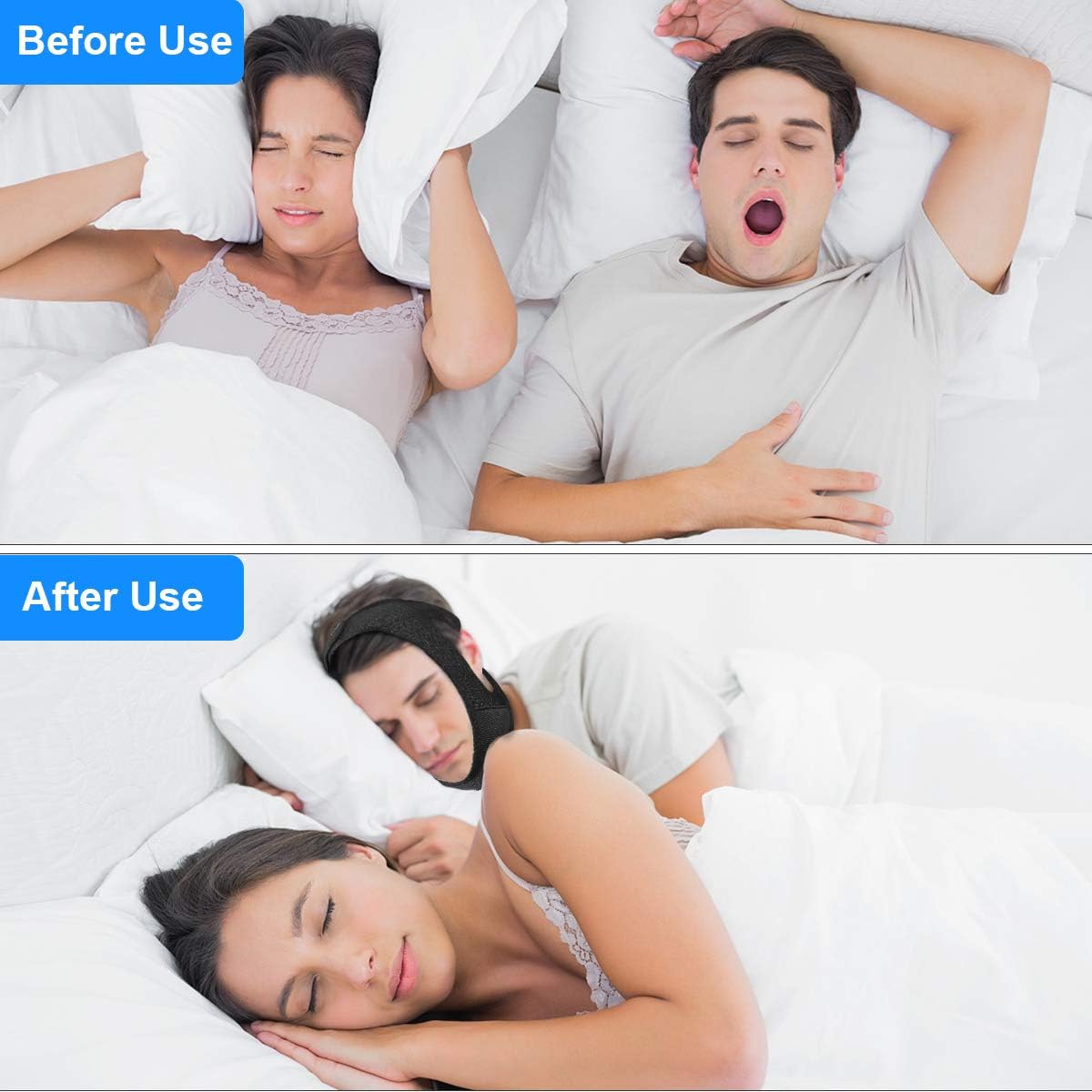 Anti Snore Chin Strap, [2021 Newest] Chin Straps for Snoring, Adjustable Snoring Solution Stop Snoring Chin Strap for CPAP Users, Breathable Sleep Aid Snoring Strap for Men and Women, Black: Health & Personal Care