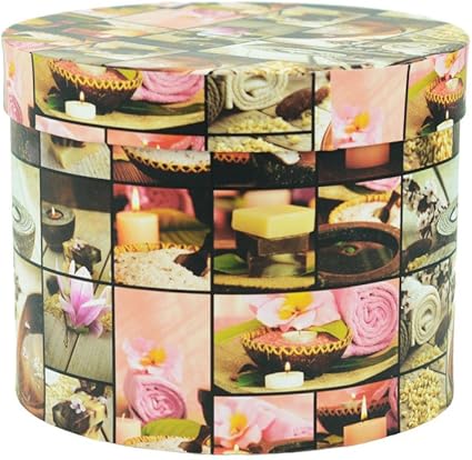 Hogar y Mas Juego de 4 Cajas Decoradas Redondas para Almacenaje - A: Amazon.es: Hogar