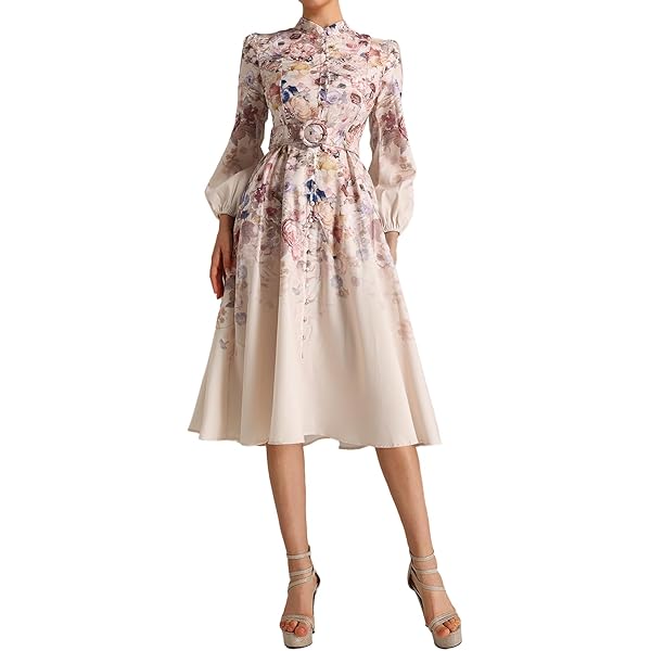 Amazon.com: Pink Tea Party Dress Maxi Elegant Button Down