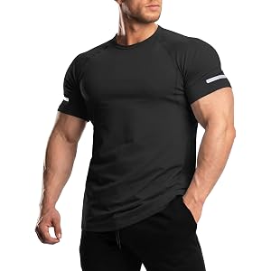 Comdecevis Men's Workout Performance Shirts | Moisture wicking & quick dry, UPF 50+, breathable lightweight fabric, cool feel