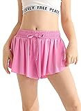 Butterfly Shorts Girls Cute Pink with Pocket Quick