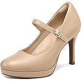 mysoft Women's Pumps Closed Toe Mary Jane Pumps Round Toe Platform High Heel Dress Shoes
