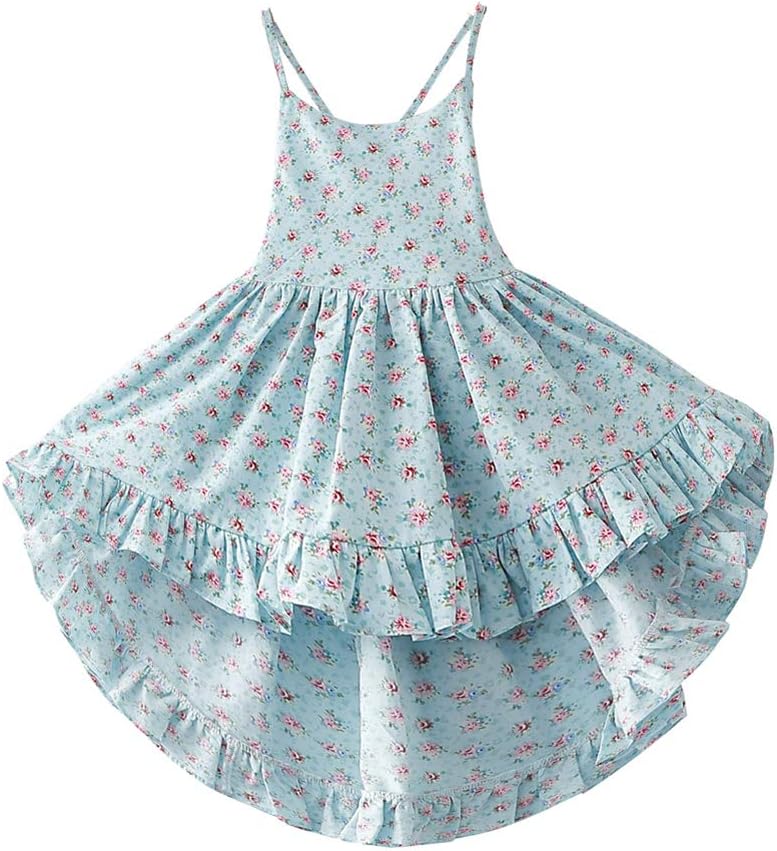 Summer Girl Lace Bandage Backless Dress Sweet Floral Print Casual Dress