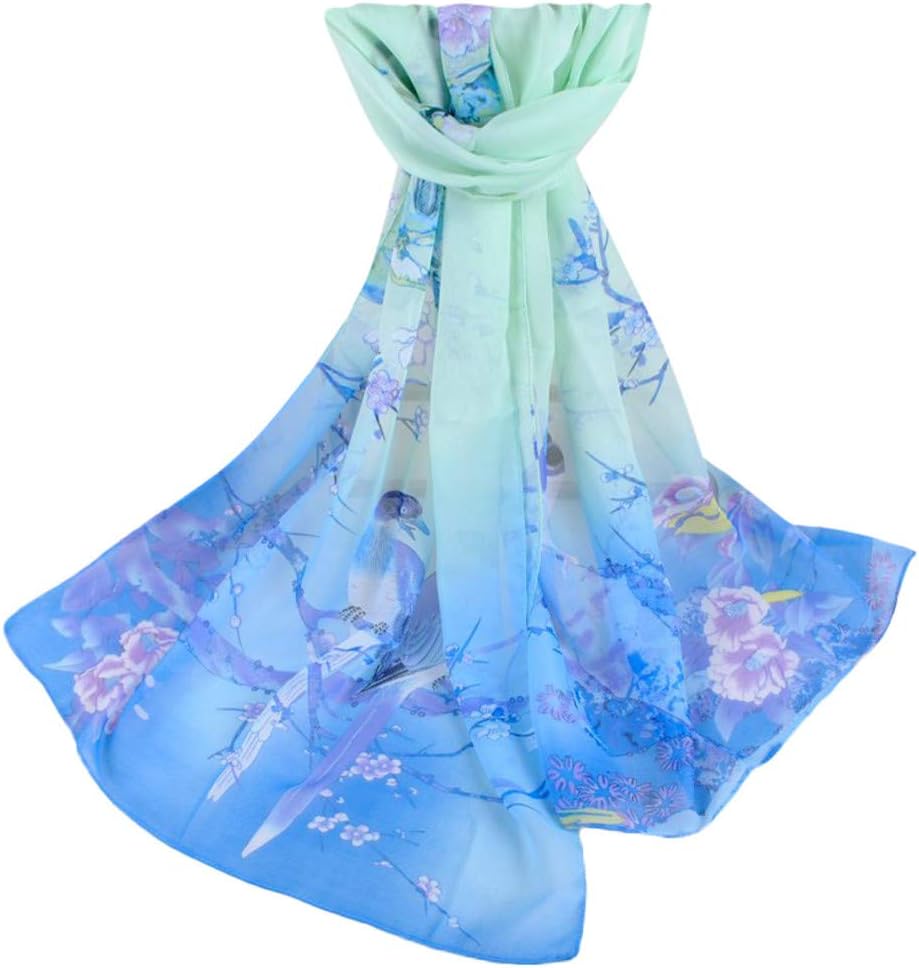 Toamen Womens Scarf Chiffon Flower Printed Soft Shawl Scarves Wrap Stole