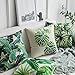 MIULEE Pack of 4 Tropical Leaves Series Throw Pillow Cover Decorative Cotton Linen Burlap Square Cushion Cover Pillow Case for Car Sofa Bed Couch 18 x 18 Inch