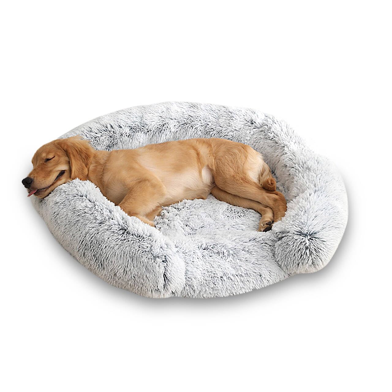 SUOXU Dog bed, Pet bed removable washable round orthopedic dog bed Anti-slip bottom,Fluffy Anti anxiety calming dog cat bed, Upgraded C-shaped donut warmth is suitable for medium dogs
