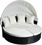 Garden Haven Universal Rattan DayBed 180cm Replacement Cream Canopy view 4
