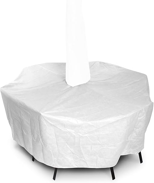 Amazon Com Koverroos Dupont Tyvek 21361 Large High Back Dining Set Cover With Umbrella Hole 112 By 88 By 36 Inch White Patio Table Covers Garden Outdoor