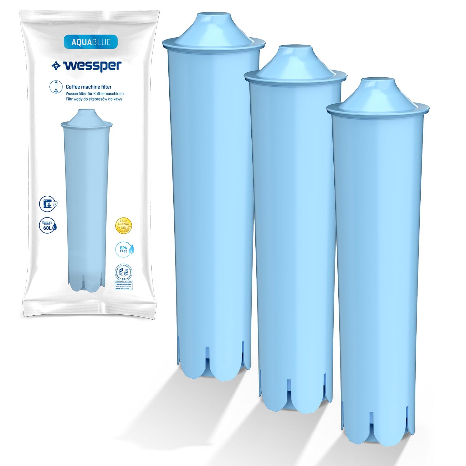 Wessper Water Filter Compatible with Jura Blue | Filter Cartridge for Automatic Coffee Maker, Compatible with ENA IMPRESSA Series (Pack of 3)