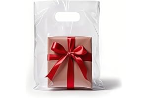 Dyfhoju Clear Plastic Bags with Handles 9x12-Inch, Pack of 100-3.6 Mil Thick Merchandise Bags for Retail Stores, Boutique & Bulk Business Supply