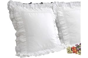 QSH Queen's House Luxury Lace White Euro Shams Pillow Covers 26x26 Set of 2-M