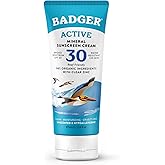 Badger Mineral Sunscreen Cream SPF 30, Reef Safe, Travel Size, 2.9 fl oz | Zinc Oxide, 98% Organic, Reef Safe, Water Resistant, Face and Body, Unscented, Travel size sunscreen, Reef safe sun care
