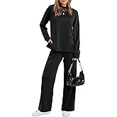 XIEERDUO Women's Side Slit Lounge Sets 2 Piece Outfits Mock Neck Tracksuit Fashion Sweatsuit Wide Leg Loungewear S-3XL
