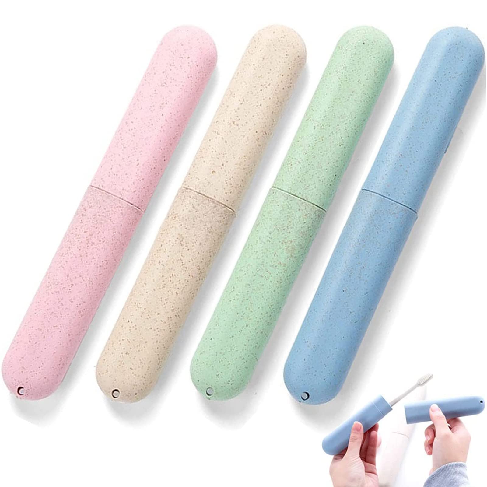 Yueser Toothbrush Case, 4 Pcs Travel Toothbrush Holder Portable Toothbrush Storage Case Cover Toothbrush Carrier Case Plastic Storage Case for Toothbrush Toothbrush Box Toothbrush Container for Daily