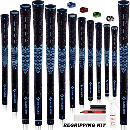 SAPLIZE Golf Grips Standard/Midsize 13 Grips with 15 Tapes or 13 Grips with Full Regripping Kit Anti-Slip Rubber Golf Club Grips SAPLIZE Golf Grips Standard/Midsize 13 Grips with 15 Tapes or 13 Grips with Full Regripping Kit Anti-Slip Rubber Golf Club Grips