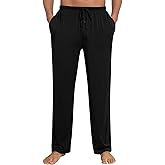 SWOMOG Mens Modal Pajama Pants Soft Lounge Pants Sleep Pj Bottoms with Button Fly & Drawstring & Pockets