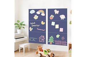 FANPROMS Magnetic Chalkboard Wall Decal Set of 6 Peel and Stick Magnet Sheets with Chalk Tangram Puzzle and Multiple Accessor