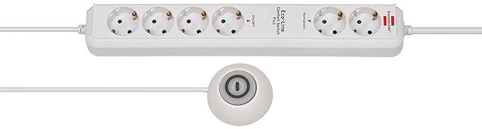 Brennenstuhl Eco-Line Comfort Switch Plus, Steckdosenleiste 6-fach (2 permanente, 4 schaltbare Steckdosen, beleuchteter Fußsc