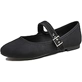 FEVERSOLE Women's Soft Cushion Extra Padded Comfort Round Toe Mary Jane Metal Buckle Fashion Ballet Flats Walking Shoes