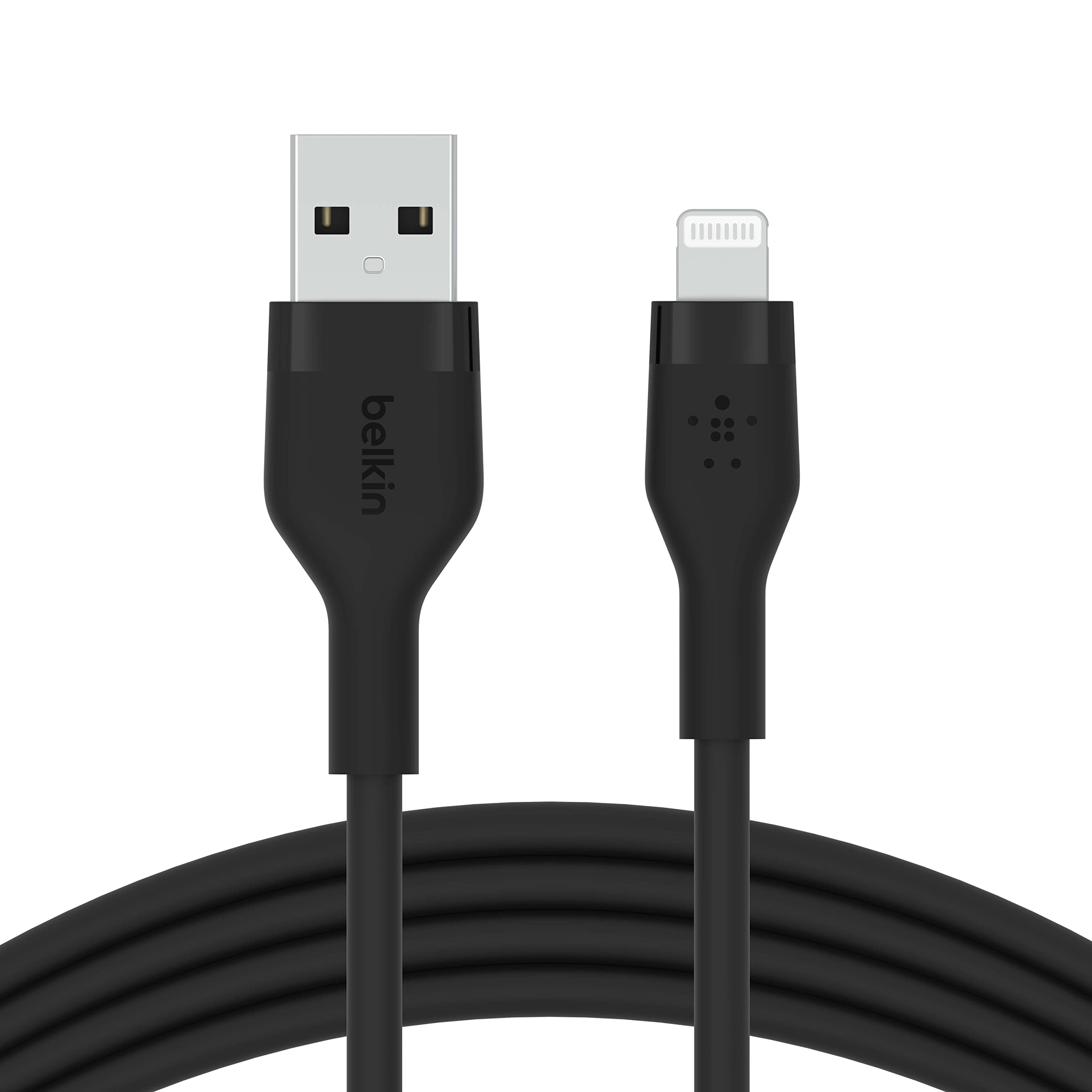 Belkin BoostCharge Flex Silicone USB Type A to Lightning Cable (1M/3.3FT), MFi Certified Charging Cable for iPhone 14/14 Plus, 13, 12, Pro, Max, SE, iPad and More - Black