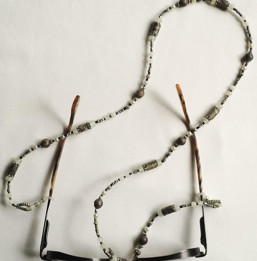 Jade and Crazy Horse gemstone and Paper bead Eyeglass Chain #EY139